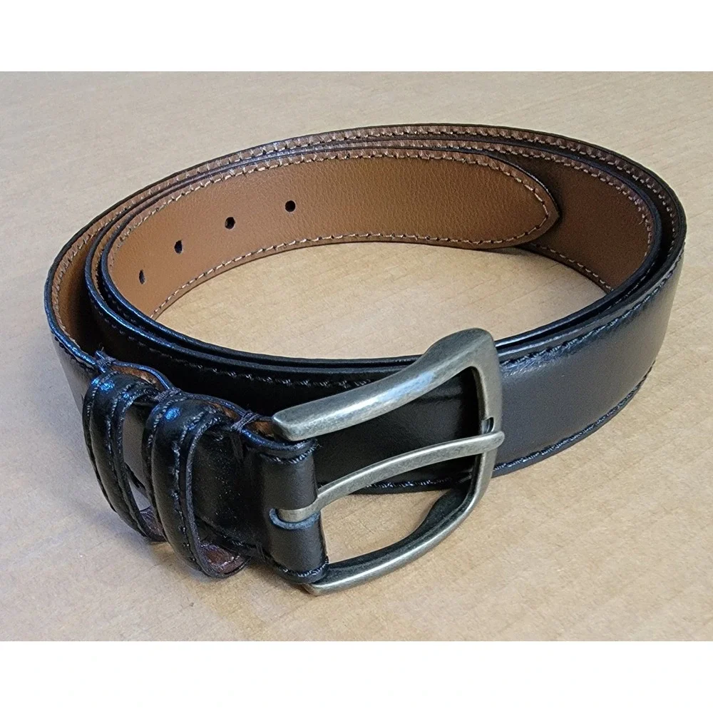 Joseph Abboud Mens Black Leather Belt 48 120 Handcrafted in Italy 13014X 001